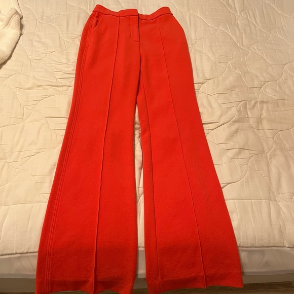 Victoria Beckham High Waist Flared Leg Trousers In Orange - Picture 1 of 5